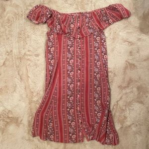 Semi fitted , off the shoulder dress